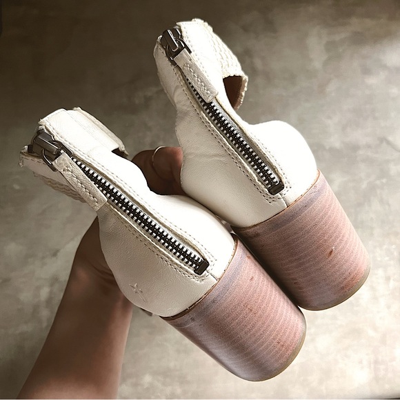 Frye Bianca Woven Back Zip Heeled Sandal Ivory Off White Size 9.5 - Picture 8 of 14